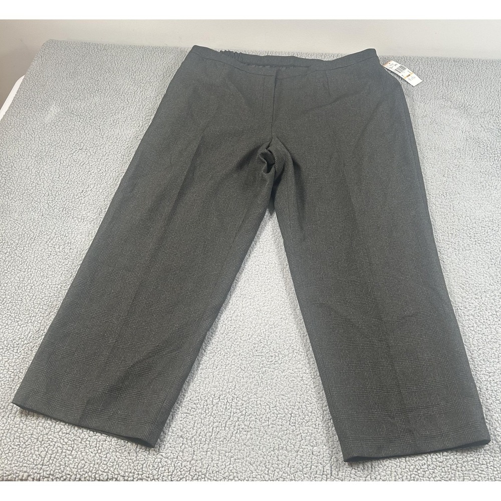 Evan Picone Pants Womens 24W Gray Plaid Elastic Waist Lined Dress Pants
